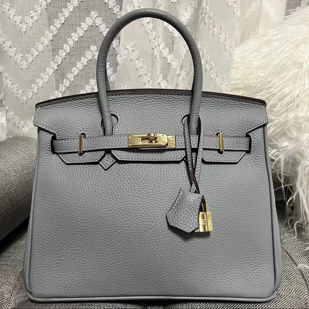 Genuine Leather Birkin 30 Style Bag Unbranded